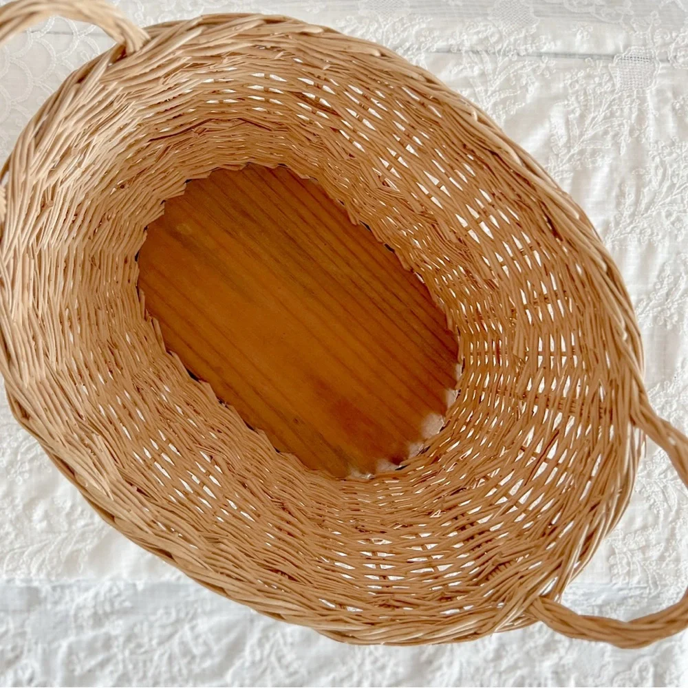 Vintage Basket with Wood Bottom and Nails